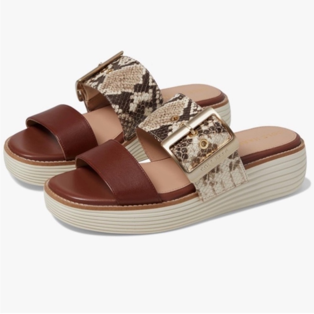 Cole Haan Women's Brown and Snake Print Sandals